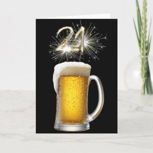 Carte 21e Anniversaire Bière et Sparklers
