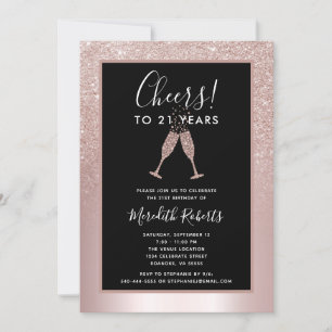 Carte 21e Anniversaire Blush Parties scintillant Champag