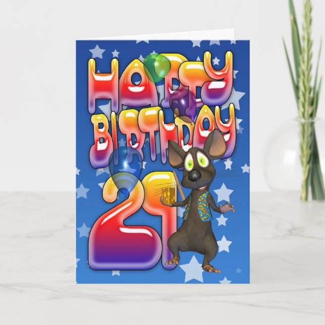 Carte 21e Anniversaire Carte, Joyeux Anniversaire (Devant)
