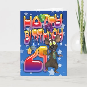 Carte 21e Anniversaire Carte, Joyeux Anniversaire