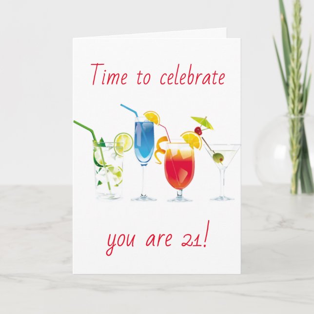 CARTE **21E ANNIVERSAIRE** CÉLÉBRER IL ARRIVE UNE SEULE  (Devant)