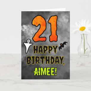 Carte 21e anniversaire : Eerie Halloween Thème + Nom per