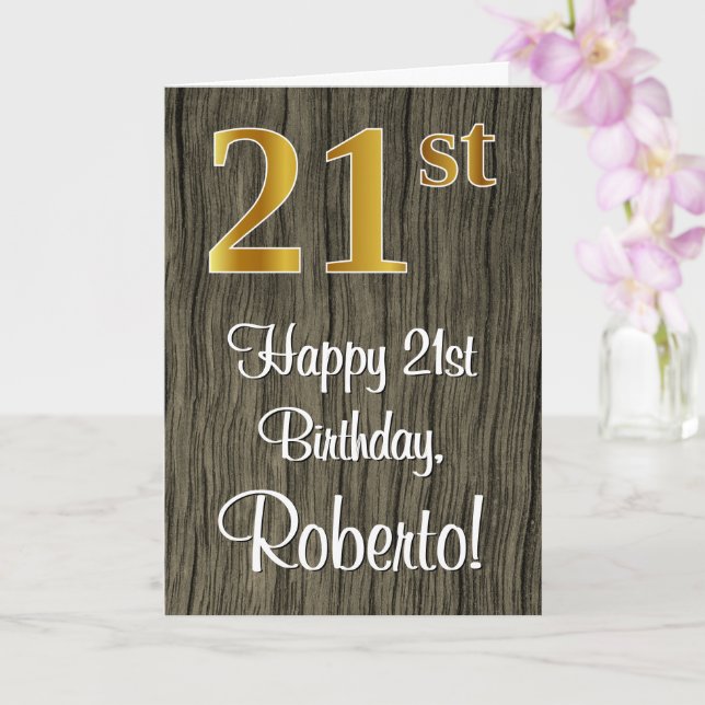Carte 21e anniversaire : Elégant Faux Gold Look #, Faux  (Orchidée)