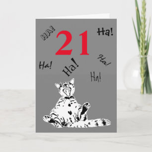 Carte 21e anniversaire Funny Chat pour Homme