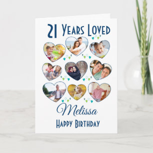 Carte 21e anniversaire Heart Photo Collage