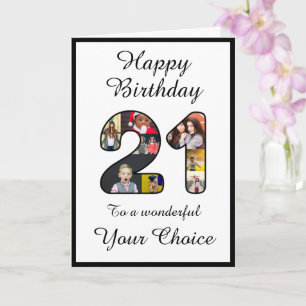 Carte 21e anniversaire Joyeux 21 Photo personnalisée Mod