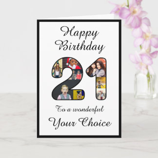 Carte 21e anniversaire Joyeux 21 Photo personnalisée Mod