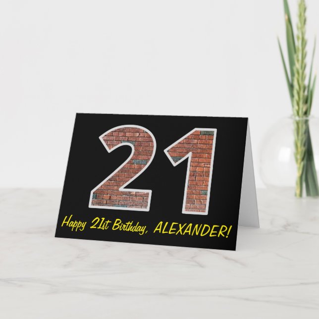 Carte 21e anniversaire - Motif de mur de briques "21" av (Devant)