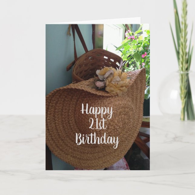 CARTE **21E ANNIVERSAIRE** SOUHAITE À UNE BELLE FEMME (Devant)