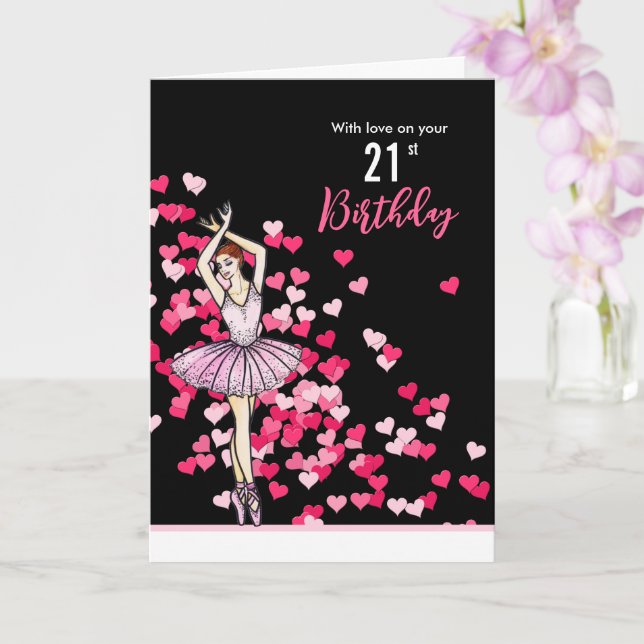 Carte 21e Anniversaire Souhaits Ballerina Rosée Rose (Orchidée)