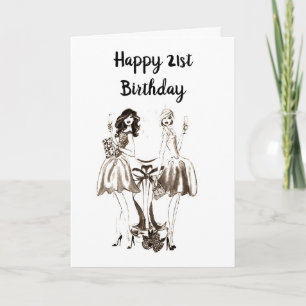 Carte **21e ANNIVERSAIRE** SOUHAITS POUR LA JEUNE JEUNE