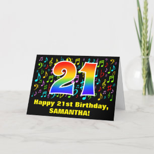 Carte 21e anniversaire : Symboles de musique colorée et 