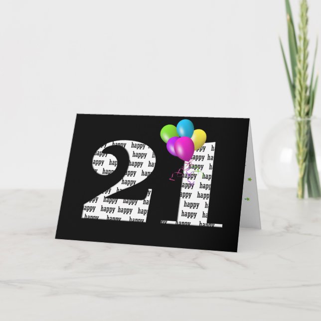 Carte 21ème bouquet de ballon d'anniversaire (Devant)