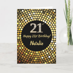 Carte 21st Birthday Black and Gold Glitter Card
