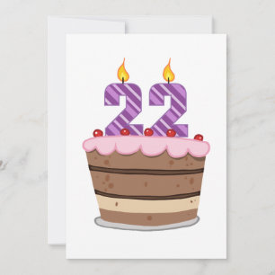 Carte 22 ans sur le gâteau d'anniversaire