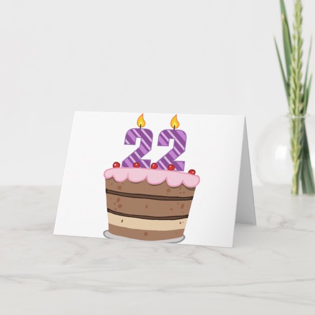 Carte 22 ans sur le gâteau d'anniversaire (Devant)