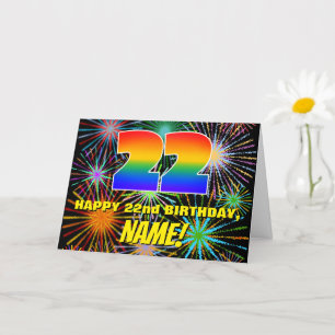 Carte 22e anniversaire : Feu d'artifice festif amusant e