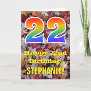 Carte 22e anniversaire; feuilles d'automne rustiques; ar