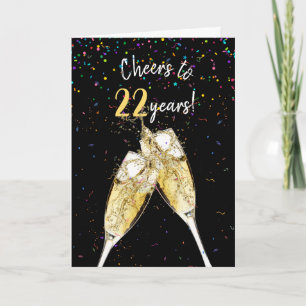 Carte 22e anniversaire Mariage Toast Champagne