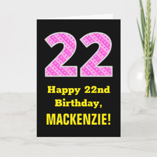 Carte 22e anniversaire : Pink Stripes and Hearts "22" + 