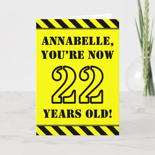Carte 22e anniversaire : texte de style crayon amusant,  (Devant)