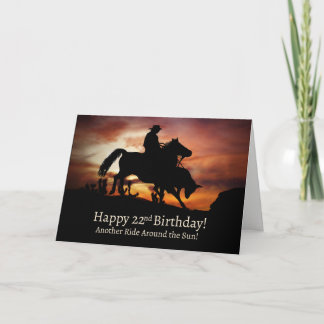 Carte 22e Joyeux Anniversaire Pays Western Cowboy