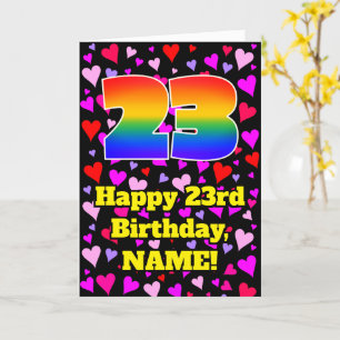 Carte 23e anniversaire : Amour Hearts Motif, Arc-en-ciel