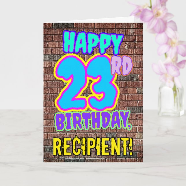 Carte 23e anniversaire - Amusant, Graffiti urbain inspir (Orchidée)