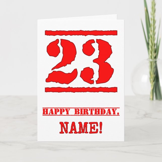 Carte 23e anniversaire : Amusant, Timbre en caoutchouc r (Devant)