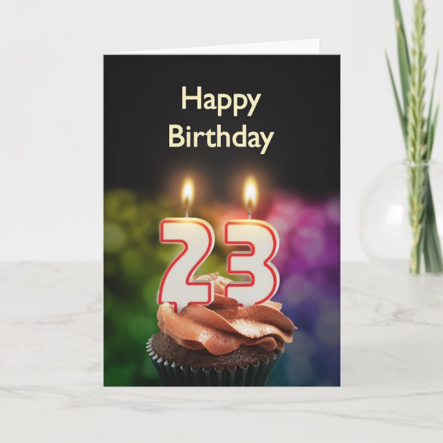 Carte 23e anniversaire avec gâteau et bougies (Devant)