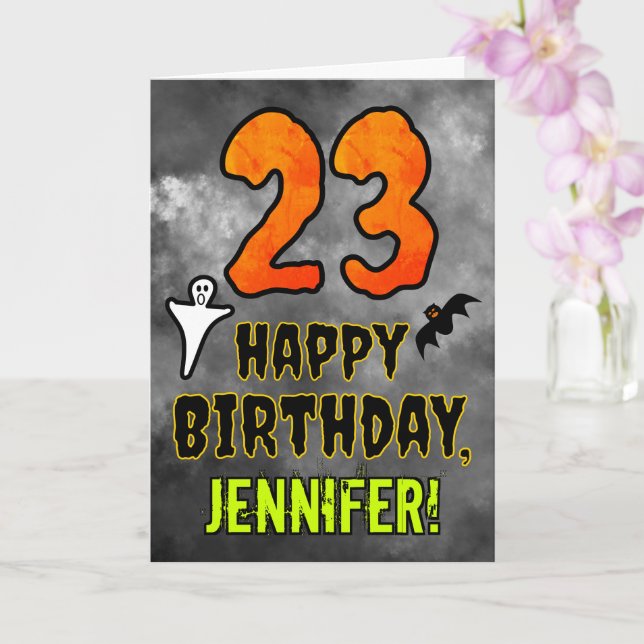 Carte 23e anniversaire : Eerie Halloween Thème + Nom per (Orchidée)