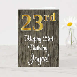 Carte 23e anniversaire : Elégant look d'or Faux #, Faux 