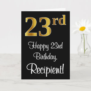 Carte 23e anniversaire ~ Elégant luxe Faux Gold Look #