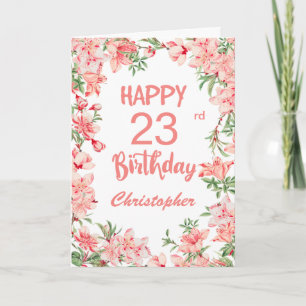 Carte 23e anniversaire Peach Peonies rose Aquarelle Flor