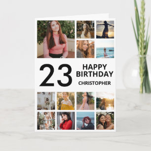 Carte 23e anniversaire photo Collage 13 photos noir blan
