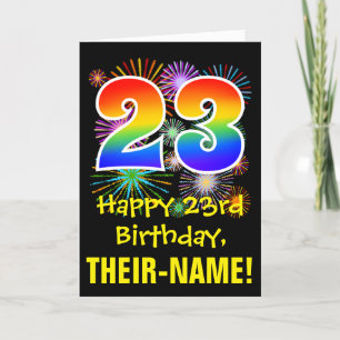 Carte 23ème anniversaire : Fun Motif Fireworks + Rainbow