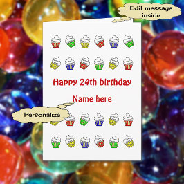 Carte 24 ans de cupcakes personnalisés