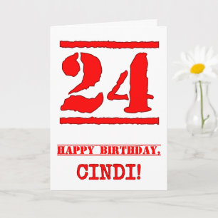 Carte 24e anniversaire : Amusant, Timbre en caoutchouc r