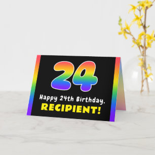 Carte 24e anniversaire : Arc-en-ciel coloré # 24, Nom pe