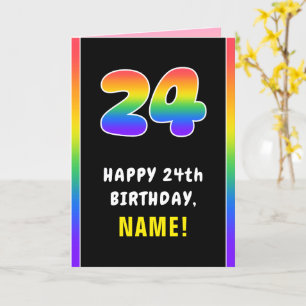 Carte 24e anniversaire : Arc-en-ciel coloré # 24, Nom pe