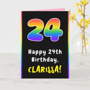 Carte 24e anniversaire : Arc-en-ciel coloré # 24, Nom pe