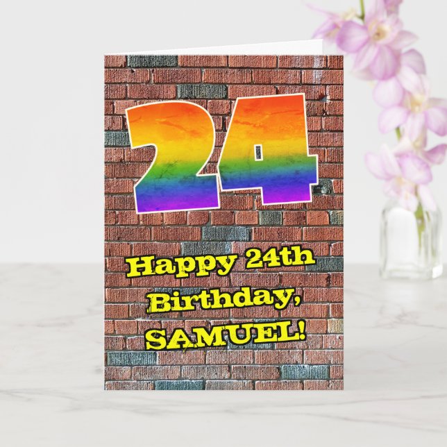Carte 24e anniversaire : Arc en ciel inspiré par les gra (Orchidée)