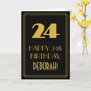 Carte 24e anniversaire - Art Déco Inspiré Look "24" & No