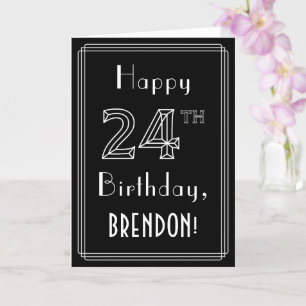 Carte 24e anniversaire : Art Déco Style # 24 & Nom perso