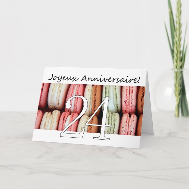 Carte 24e Anniversaire Français de Macaron-Joyeux ! (Devant)