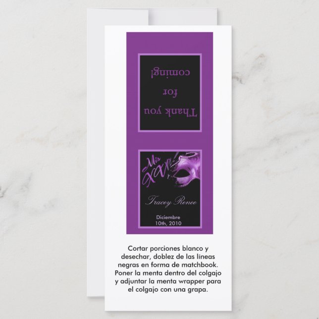 Carte 25 Lollipop Topper Mis XV Purple Lilac Black (Devant)