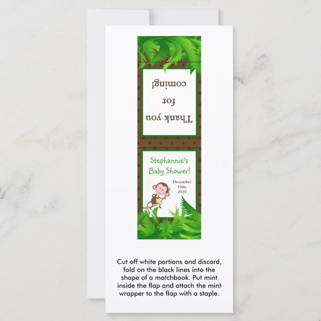 Carte 25 Mint Matchbooks Singe Swing Jungle Safari Zoo (Devant)
