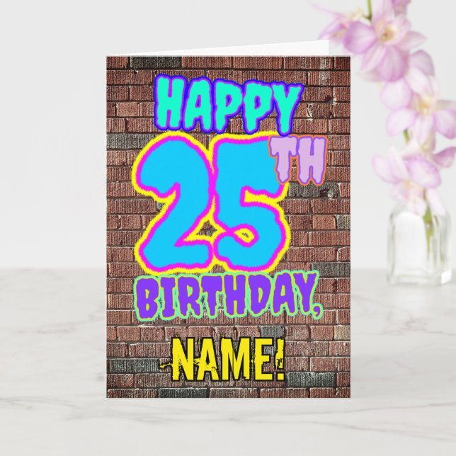 Carte 25e anniversaire - Amusant, Graffiti urbain inspir (Orchidée)