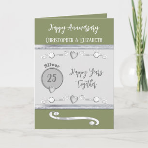 Carte 25e anniversaire d'argent ajouter des noms moss ve