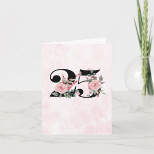 Carte 25e anniversaire de jalon - Travail floral 25